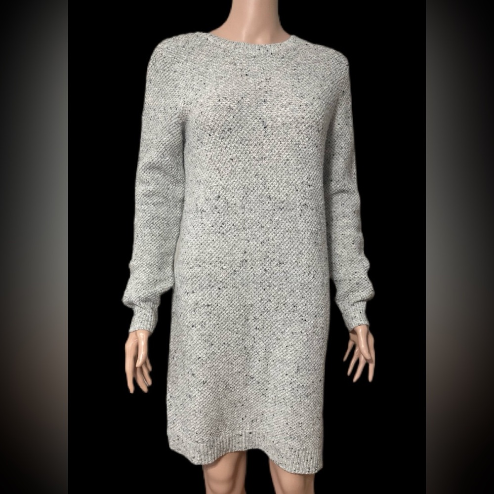 Madewell Sweater Dress Gray Wool Blend Button Back Knit Long Sleeve Women’s M - Picture 2 of 7